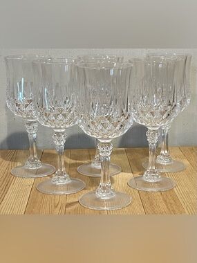 Set of 6-Vintage Crystal D’Arques Wine Glasses